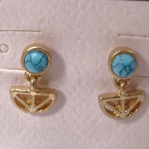 Nordstrom Melrose and Market Turq Stone Cut Out Arrow Drop Earrings NWT 45 - Picture 6 of 8